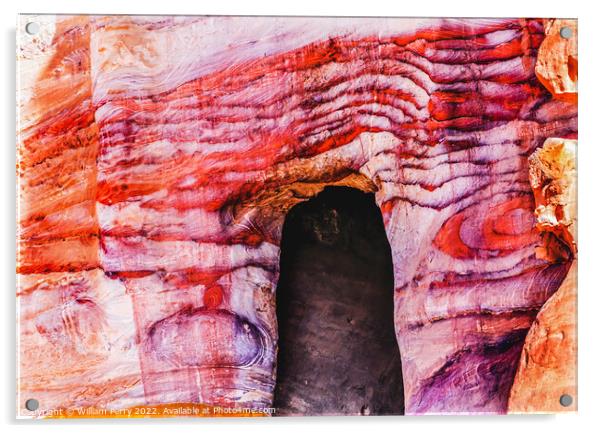 Rose Red Rock Royal Tomb Arch Petra Jordan  Acrylic by William Perry