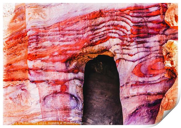 Rose Red Rock Royal Tomb Arch Petra Jordan  Print by William Perry