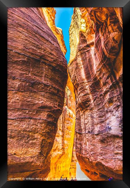 Outer Siq Yellow Canyon Morning Hiking Entrance Pe Framed Print by William Perry
