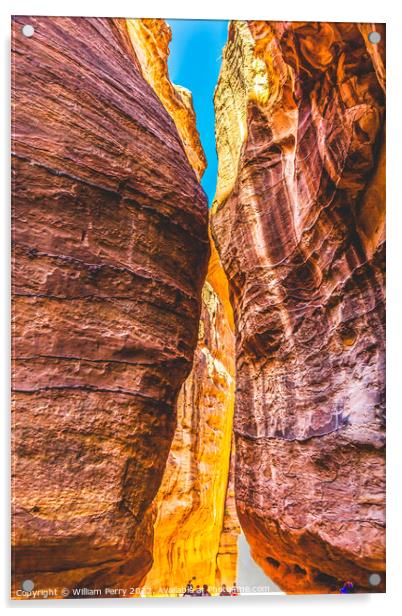 Outer Siq Yellow Canyon Morning Hiking Entrance Pe Acrylic by William Perry