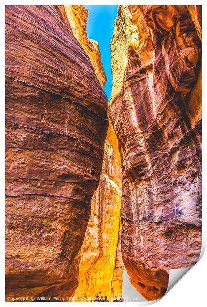 Outer Siq Yellow Canyon Morning Hiking Entrance Pe Print by William Perry