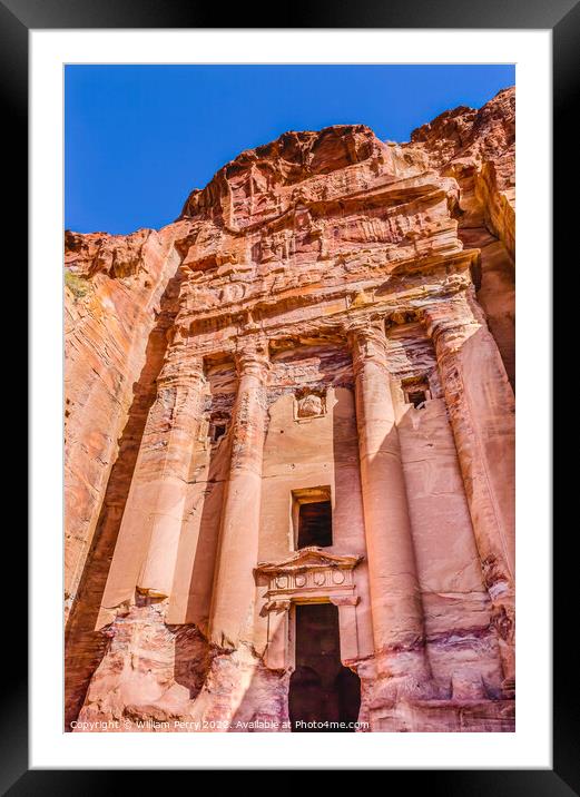 Rock Royal Tomb Morning Petra Jordan  Framed Mounted Print by William Perry