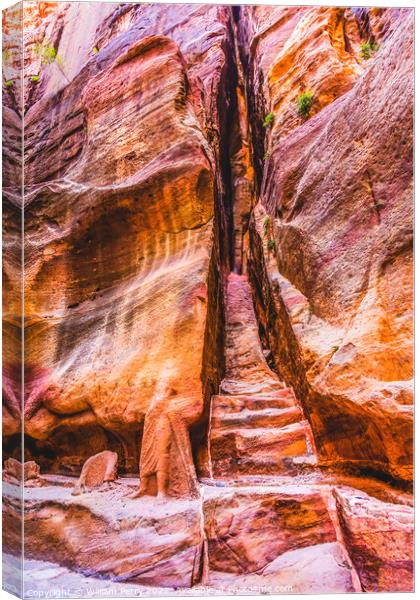 Carved Stairway Outer Siq Canyon Entrance Petra Jo Canvas Print by William Perry