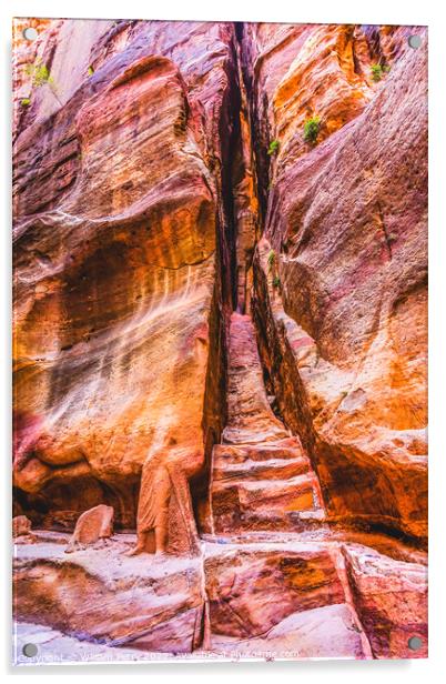 Carved Stairway Outer Siq Canyon Entrance Petra Jo Acrylic by William Perry