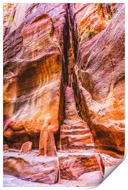 Carved Stairway Outer Siq Canyon Entrance Petra Jo Print by William Perry
