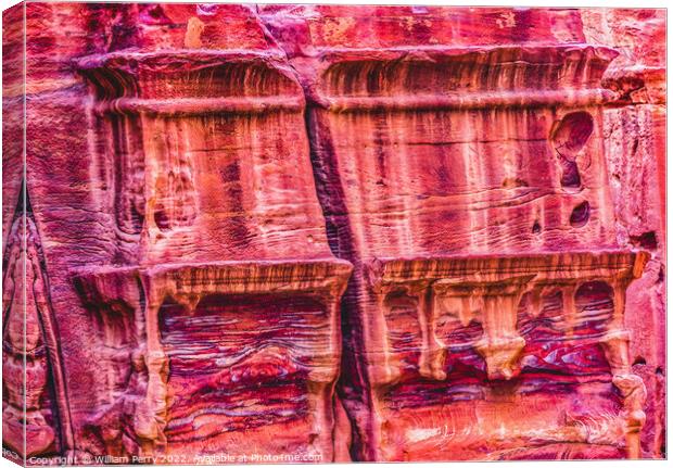 Rose Red Rock Tomb Street of Facades Petra Jordan  Canvas Print by William Perry