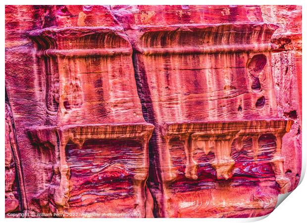 Rose Red Rock Tomb Street of Facades Petra Jordan  Print by William Perry
