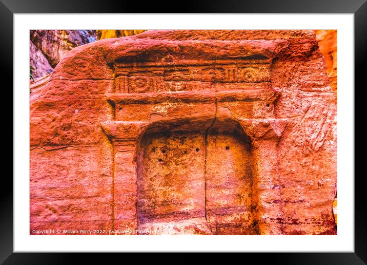 Tomb Outer Siq Canyon Entrance Petra Jordan  Framed Mounted Print by William Perry