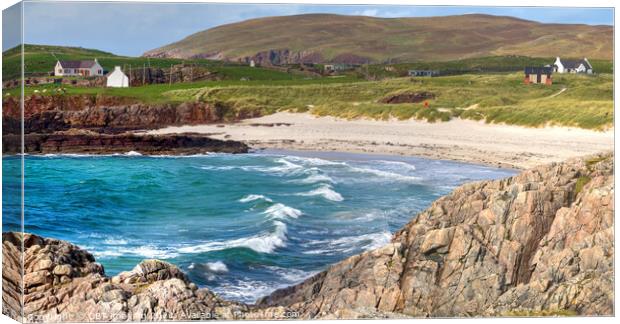 Clachtoll Bay & Fisherman's Salmon Bothy Assynt Highland Scotland Canvas Print by OBT imaging