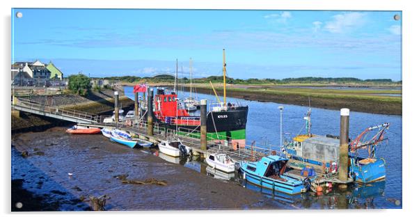 Boats at pontoon at Irvine harbour Acrylic by Allan Durward Photography