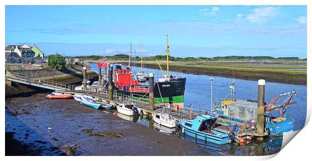 Boats at pontoon at Irvine harbour Print by Allan Durward Photography