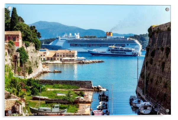 Cruise Ship Arrival Corfu Greece Acrylic by Craig Yates
