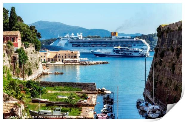 Cruise Ship Arrival Corfu Greece Print by Craig Yates