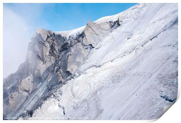 Rugged and dangerous mountain peaks high in the Alps losing thei Print by Joaquin Corbalan