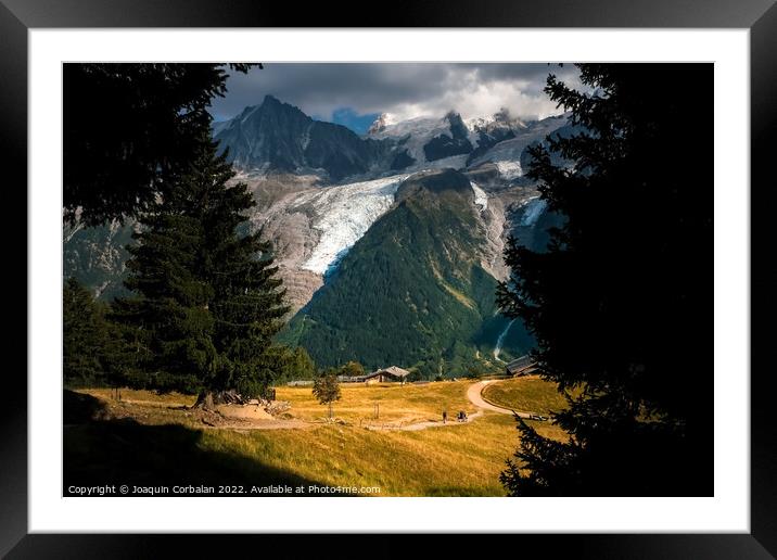 Beautiful scene of a sunny plain with snowy mountains and alpine Framed Mounted Print by Joaquin Corbalan
