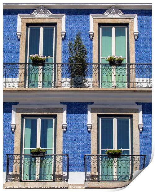 Beautiful Balconies in Lisbon, Portugal Print by Chris Dorney