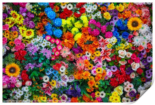 Wall of Artificial Flowers Print by Chris Dorney