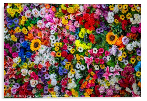 Wall of Artificial Flowers Acrylic by Chris Dorney