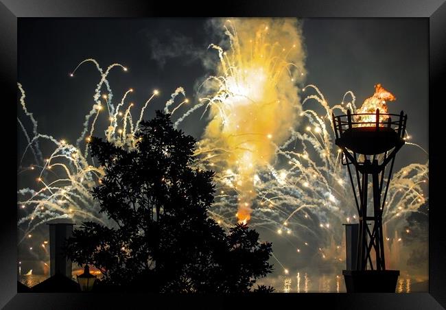 Epcot Fireworks Framed Print by Jacqui Farrell
