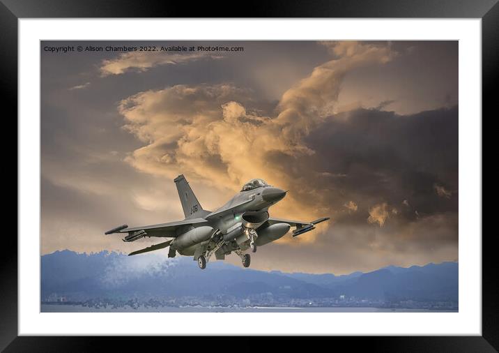 F16 Fighting Falcon Framed Mounted Print by Alison Chambers
