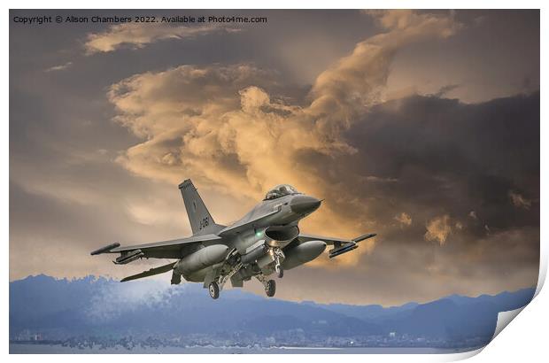 F16 Fighting Falcon Print by Alison Chambers