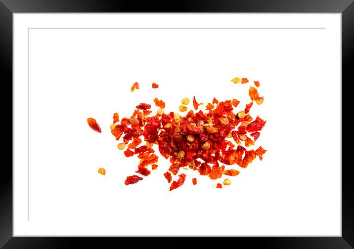Chilli Peppers Dry Flakes Framed Mounted Print by Antonio Ribeiro