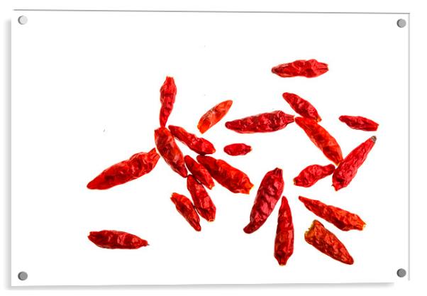 Whole Dried Chilli Peppers Acrylic by Antonio Ribeiro
