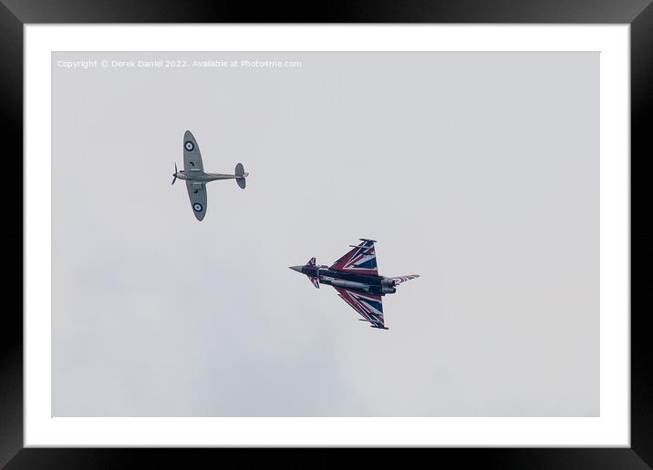 Spitfire and Typhoon at Bournemouth Airshow Framed Mounted Print by Derek Daniel