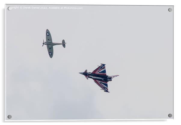 Spitfire and Typhoon at Bournemouth Airshow Acrylic by Derek Daniel