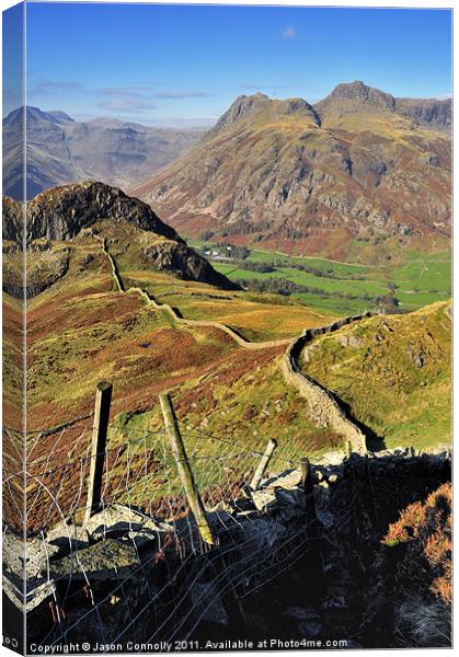 From Lingmoor To The Langdales Canvas Print by Jason Connolly