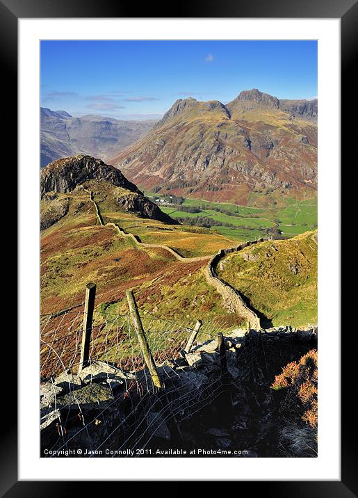 From Lingmoor To The Langdales Framed Mounted Print by Jason Connolly