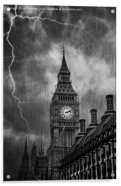 Stormy Symbolism: The Striking Power of Big Ben Acrylic by Lee Kershaw