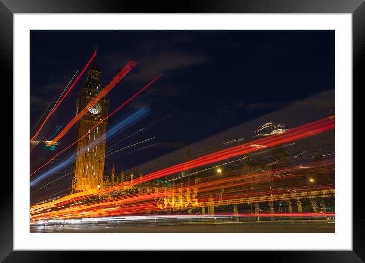 Traffic trails through Parliament Square Framed Mounted Print by Jason Wells