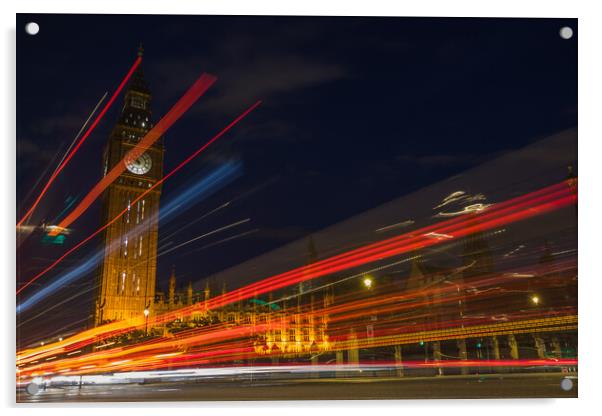 Traffic trails through Parliament Square Acrylic by Jason Wells