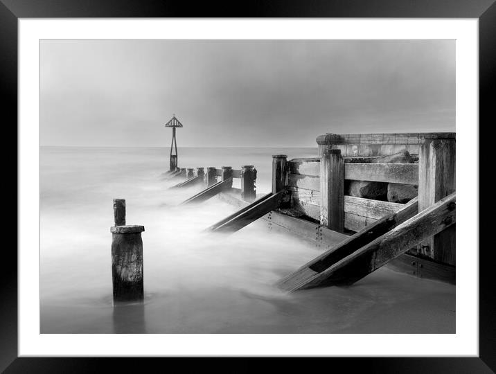 Seaton Groynes B&W  Framed Mounted Print by Anthony McGeever