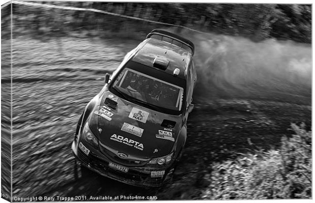 Subaru rally car at Penmachno Canvas Print by Rory Trappe