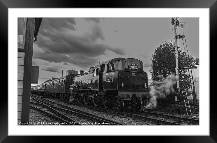 Loco 80078 Takes on Water Black and White Framed Mounted Print by GJS Photography Artist