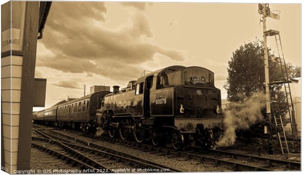 Loco 80078 Takes on Water Sepia Canvas Print by GJS Photography Artist