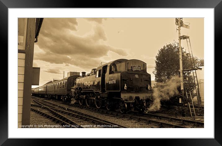 Loco 80078 Takes on Water Sepia Framed Mounted Print by GJS Photography Artist