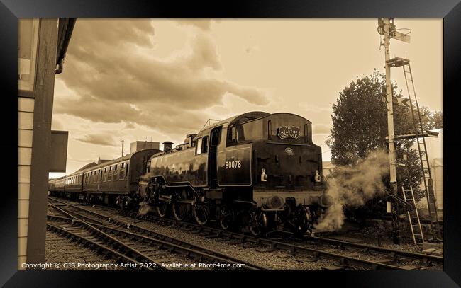 Loco 80078 Takes on Water Sepia Framed Print by GJS Photography Artist