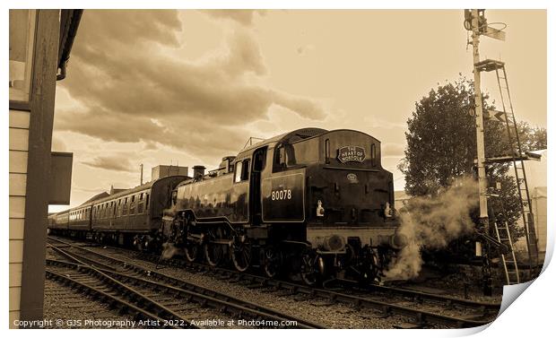 Loco 80078 Takes on Water Sepia Print by GJS Photography Artist