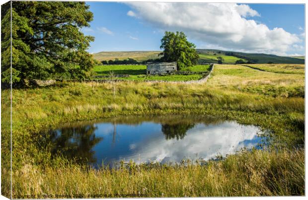Pond and Barn Ravenstonedale in Cumbria  Canvas Print by Nick Jenkins