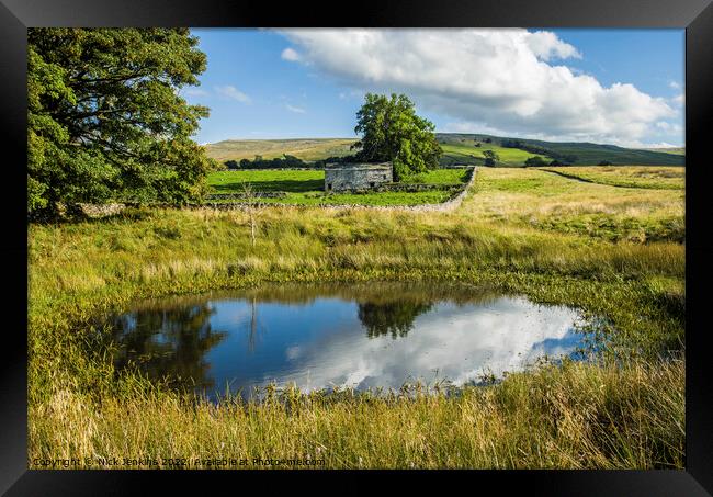 Pond and Barn Ravenstonedale in Cumbria  Framed Print by Nick Jenkins