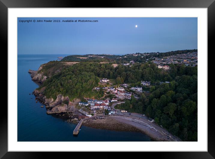  Babbacombe Beach at Twilight Framed Mounted Print by John Fowler