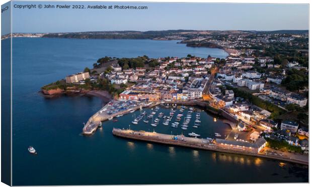 Paignton Harbour At Twilight Canvas Print by John Fowler