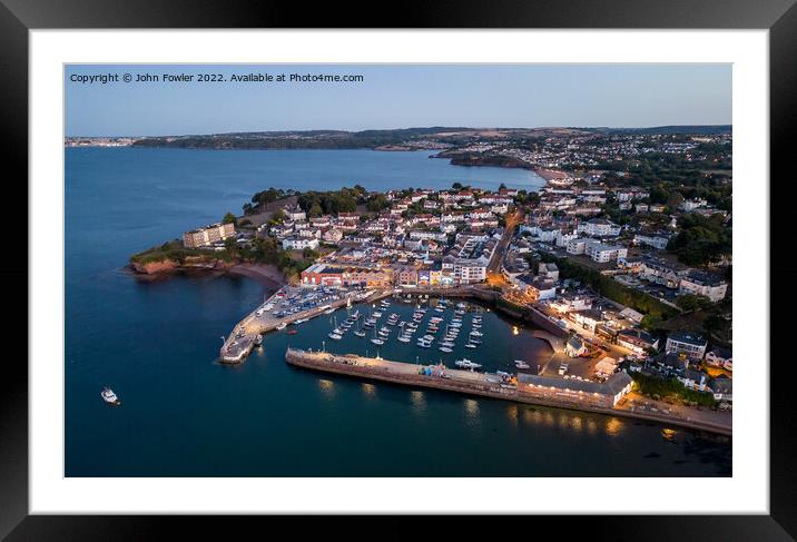 Paignton Harbour At Twilight Framed Mounted Print by John Fowler
