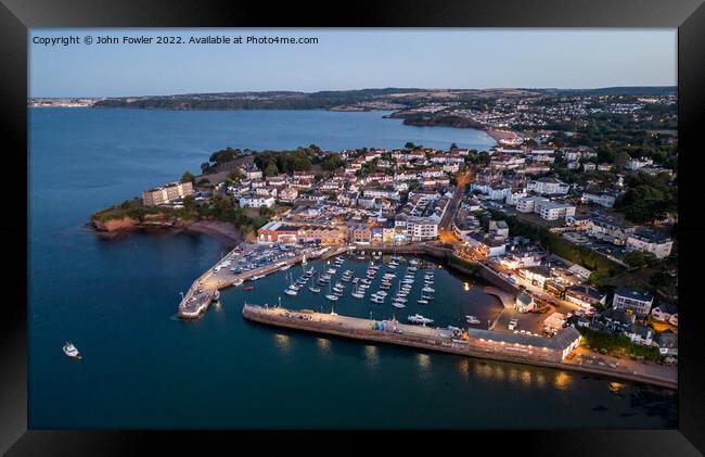 Paignton Harbour At Twilight Framed Print by John Fowler