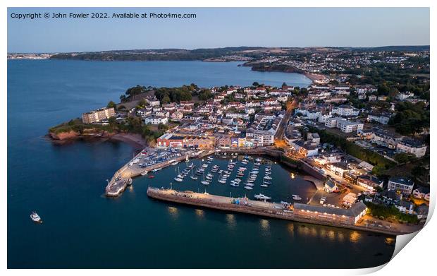 Paignton Harbour At Twilight Print by John Fowler