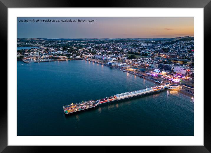 Paignton Pier at Twilight Framed Mounted Print by John Fowler