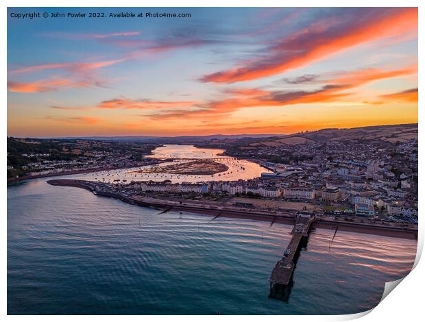  Teignmouth Sunset Print by John Fowler